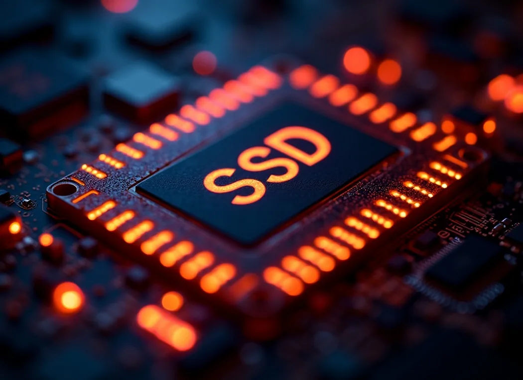 Chip SSD en plano macro